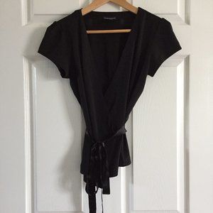 Club Monaco Black Wrap Blouse